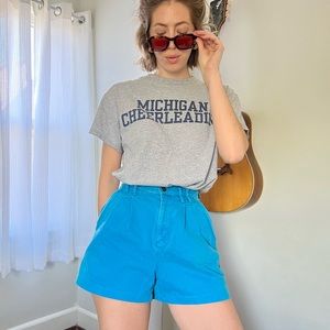 Vintage Liz Wear Blue High Waisted Pleated Jean Shorts